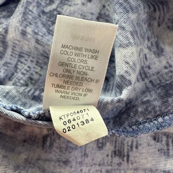 Pure Jill Popover Top Womens Large 3/4 Sleeve Blue Floral V-Neck Cotton Modal - Picture 6 of 7